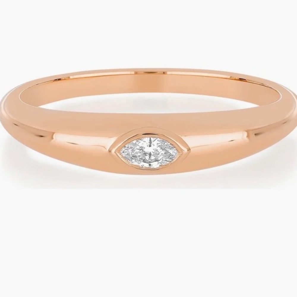 COPY - EF Collection 14K Rose Gold Dome Band Marquis
Diamond Ring